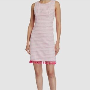 Eliza J Women's Pink Sleeveless Metallic Crew Neck Shift Dress